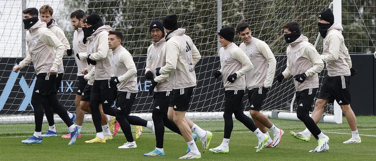 Entrenamiento del Celta, ayer en Afouteza.