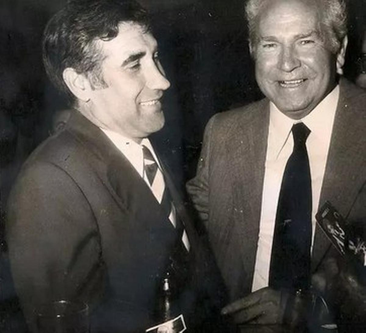 Arsenio Iglesias y José Rico Pérez, en un momento de la etapa de ambos en el Hércules