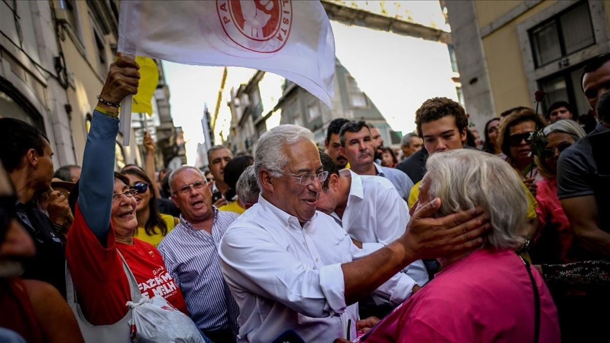 António Costa,  en un acto de campaña en el Chiado lisboeta.