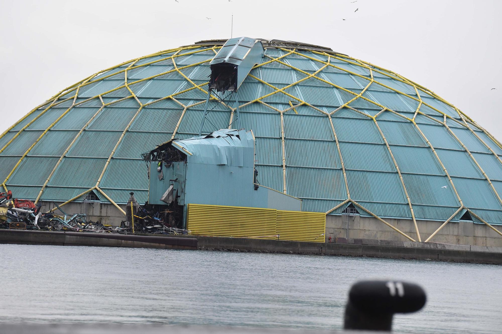 El desmontaje de la cúpula de la Medusa del puerto empieza en marzo