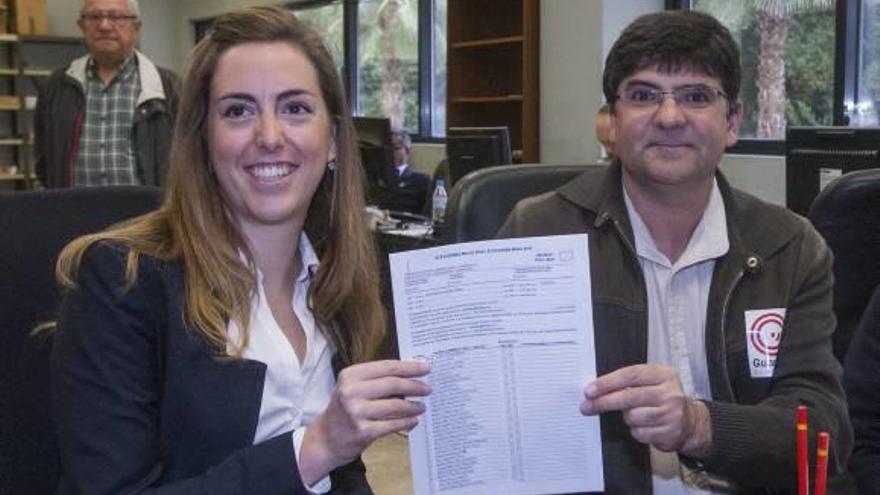 Belmonte y Pavón, en 2015, al registrar la candidatura electoral de Guanyar a las municipales.
