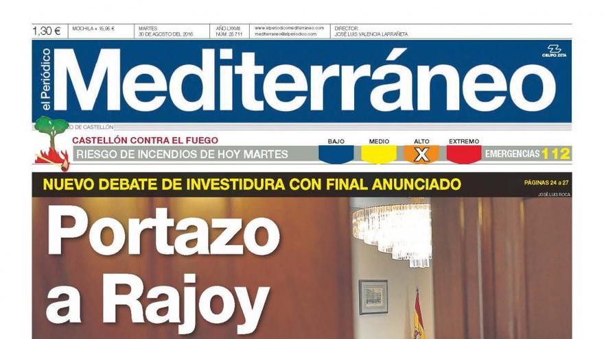 Portazo a Rajoy, en la portada de Mediterráneo