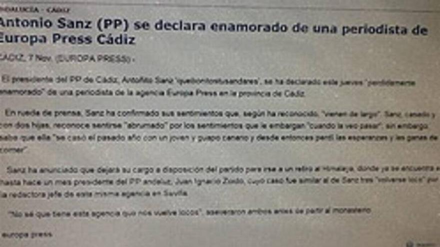 Europa Press, &#039;trending topic&#039; por una información &quot;inventada&quot; sobre el presidente del PP de Cádiz