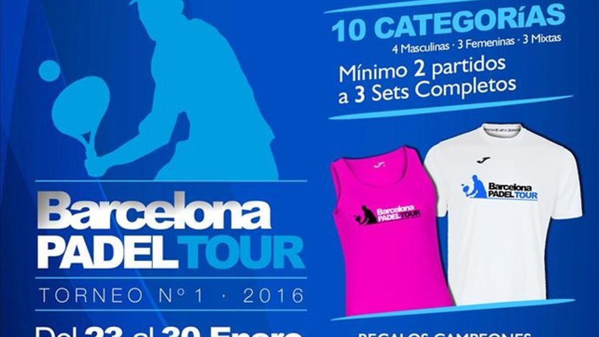 Póster del primer torneo del Circuito barcelona Pádel Tour 2016