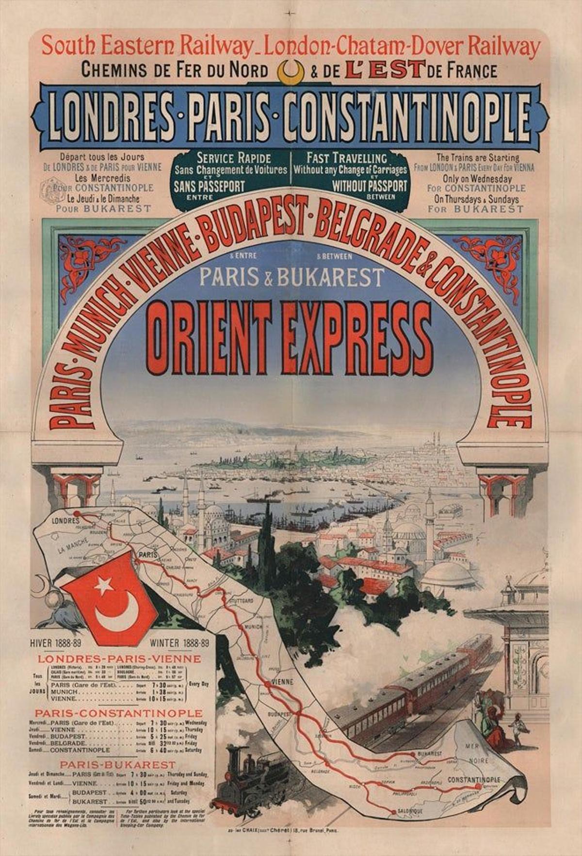 Cartel informativo del Orient Express.