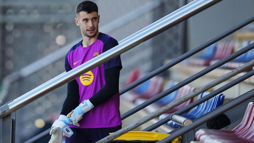 Joan García abans de l'entrenament d'aquest dilluns a la Ciutat Esportiva Joan Gamper