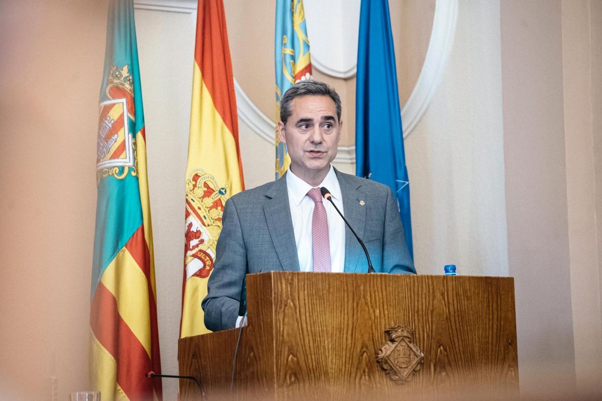 Antonio Ortolá, portavoz del grupo municipal de Vox en el Ayuntamiento de Castelló, ayer, en el pleno.