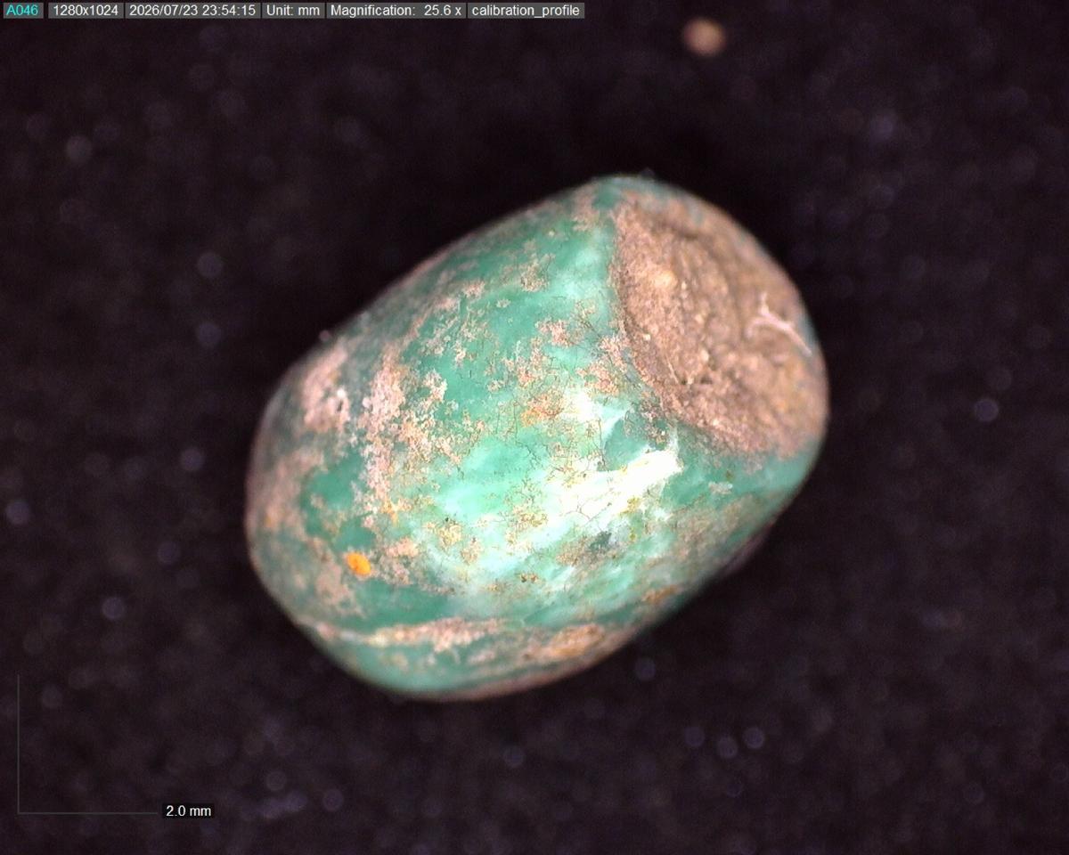 El equipo halló una cuenta de variscita, un mineral de tonalidad verde muy apreciado durante la Prehistoria