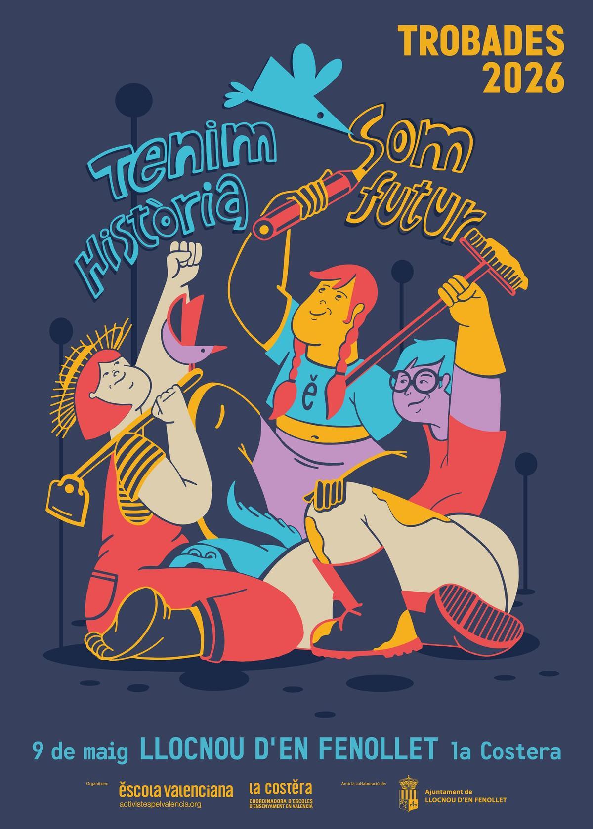 Cartell de la Trobada d'Escoles en Valencià de 2026 a Llocnou d'en Fenollet.