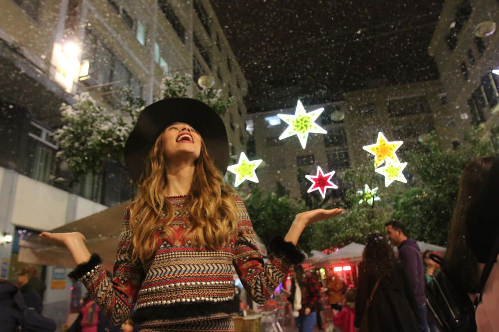 La plaza de las Flores, 'nevada' por Navidad