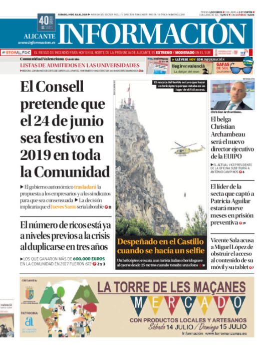 Estas han sido las portadas más destacadas de INFORMACIÓN en 2018