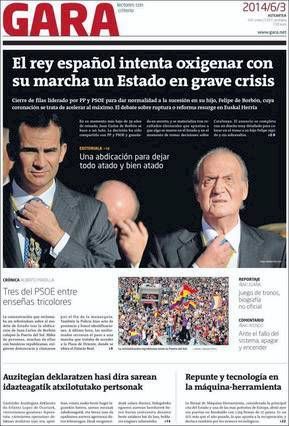 El tratamiento de la abdicación del Rey en algunos diarios extranjeros y españoles