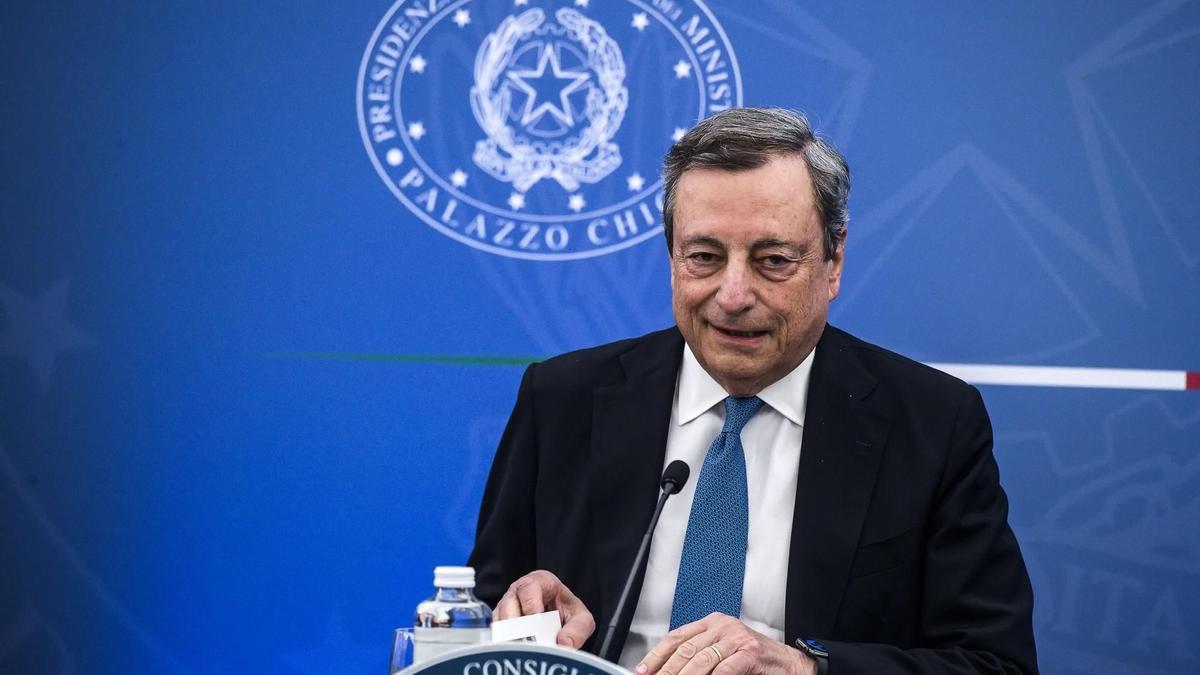 Italian PM Draghi; press conference after the meeting with trade unions