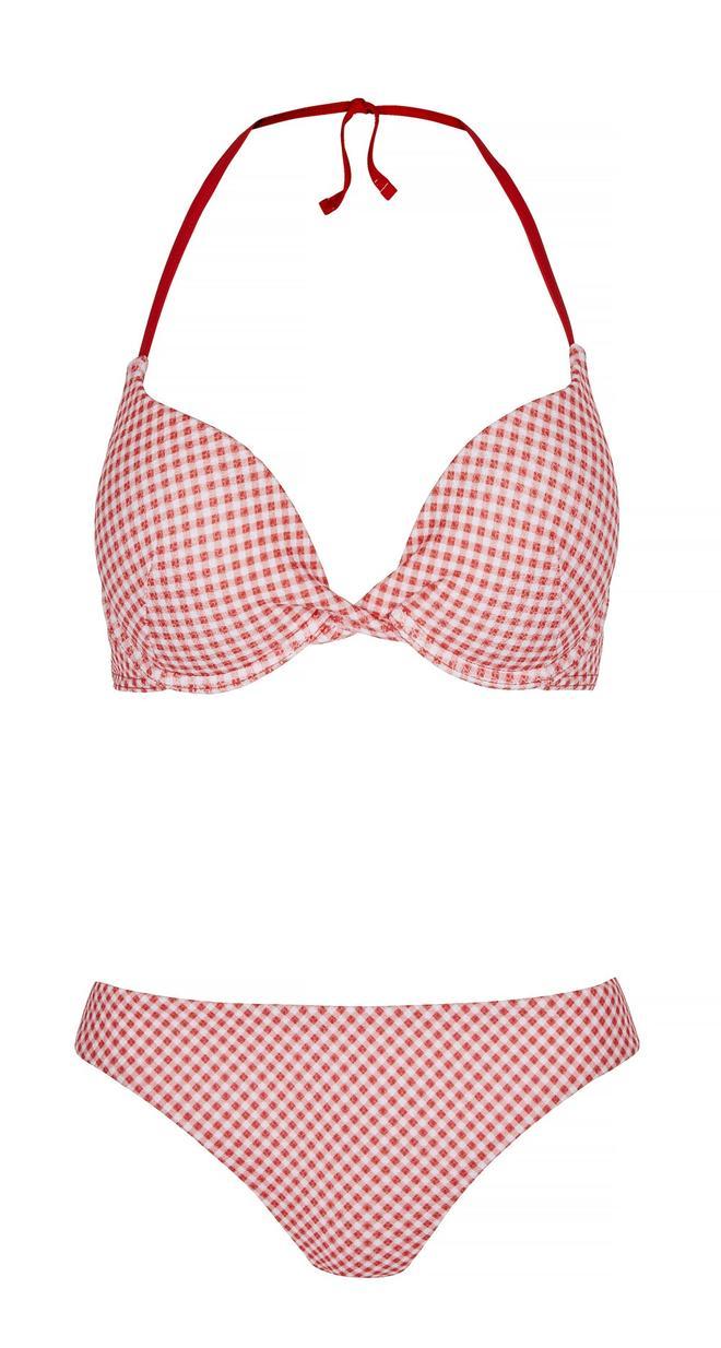 Bikini con estampado vichy (Precio: top 11,89 euros y braguita 14,99 euros)