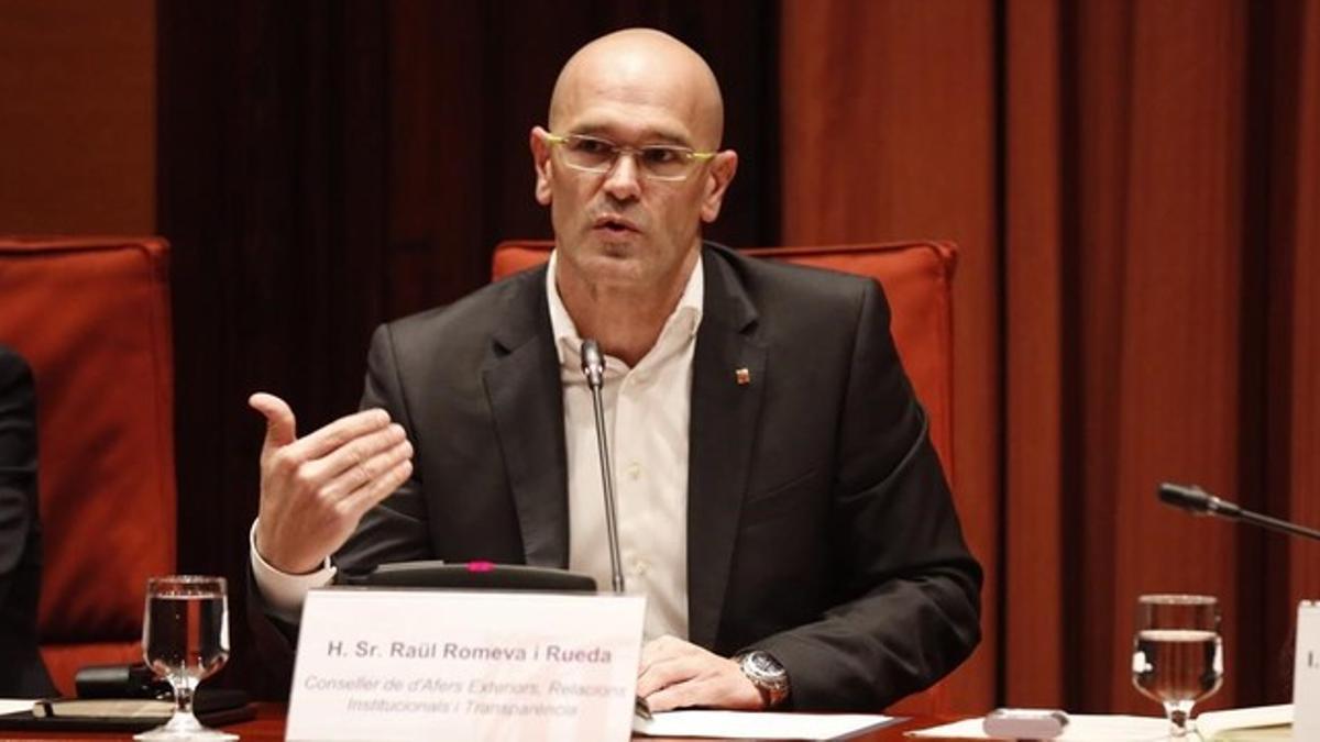 Raül Romeva, en la comisión de Afers Exteriors del Parlament.