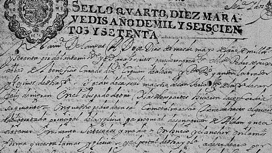 O contrato da reforma da fachada, asinado no ano 1670, como figura no encabezamento, feito polo escribán Juan Fernández Rodríguez. | // 