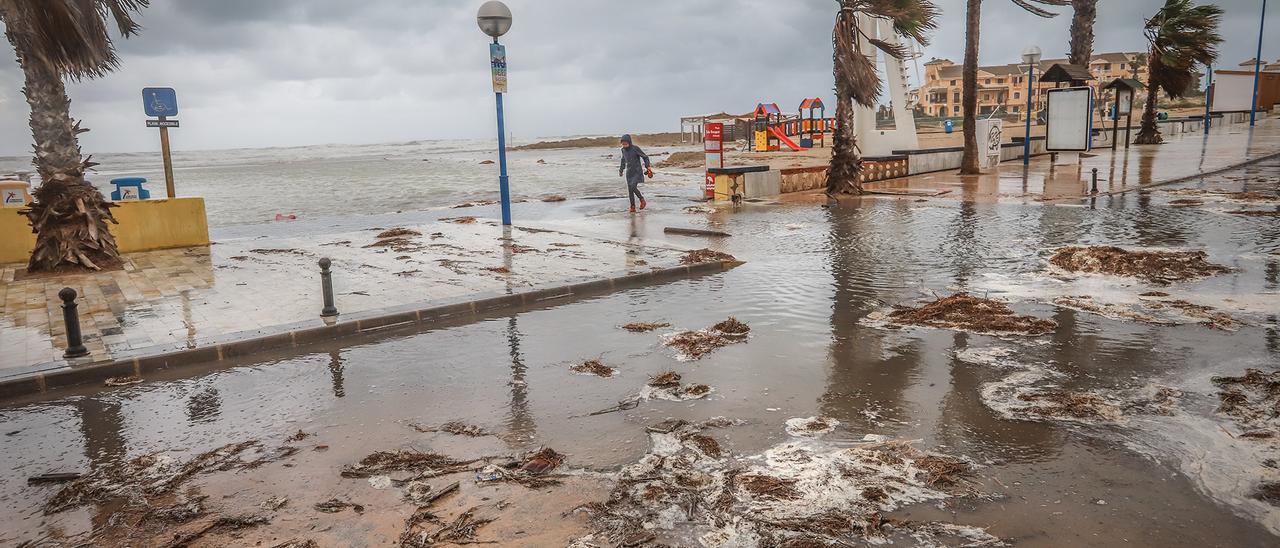 Efectos de un temporal al final de la avenida de Las Palmeras en Cala Bosque en 2019