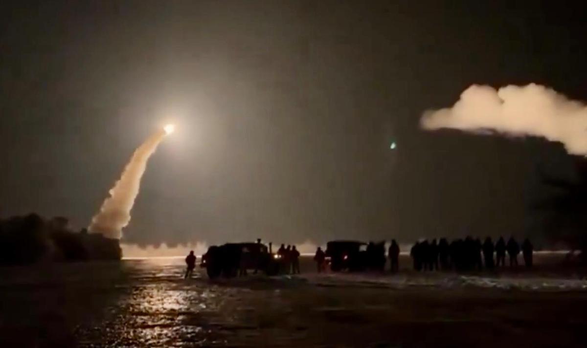 Disparo de un misil Flaminigo por la defensa Ucraniana en la noche del 20 de febrero.