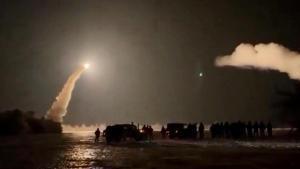 Disparo de un misil Flaminigo por la defensa Ucraniana en la noche del 20 de febrero.