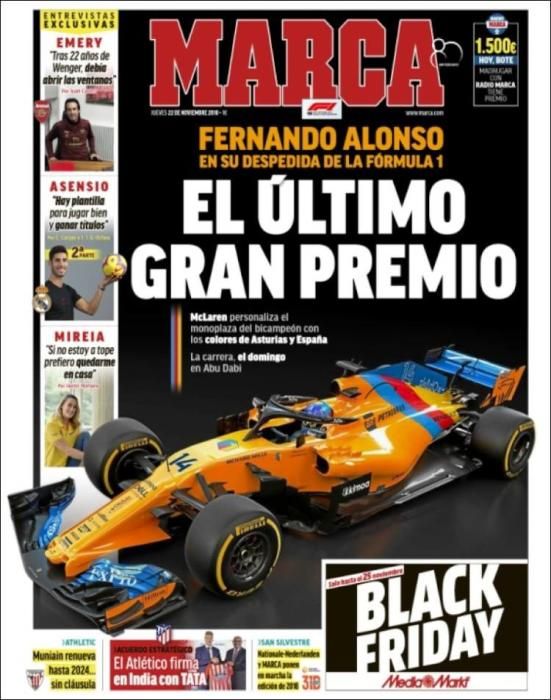 Portada MARCA jueves 22 noviembre 2018