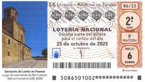 Boleto de la Lotería Nacional del 25 de octubre de 2025