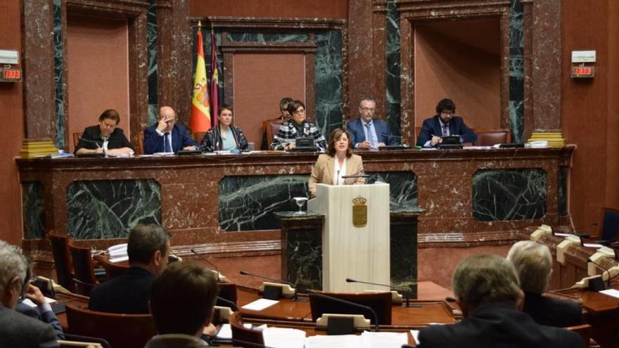La diputada popular Adoración Molina, durante su intervención de ayer en la Asamblea.