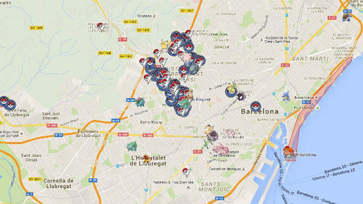 Captura del mapa donde geolocalizar a los pokémons