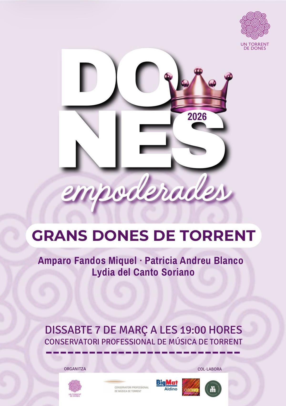 Cartel del acto de entrega de los premios a Grans Dones de Torrent.