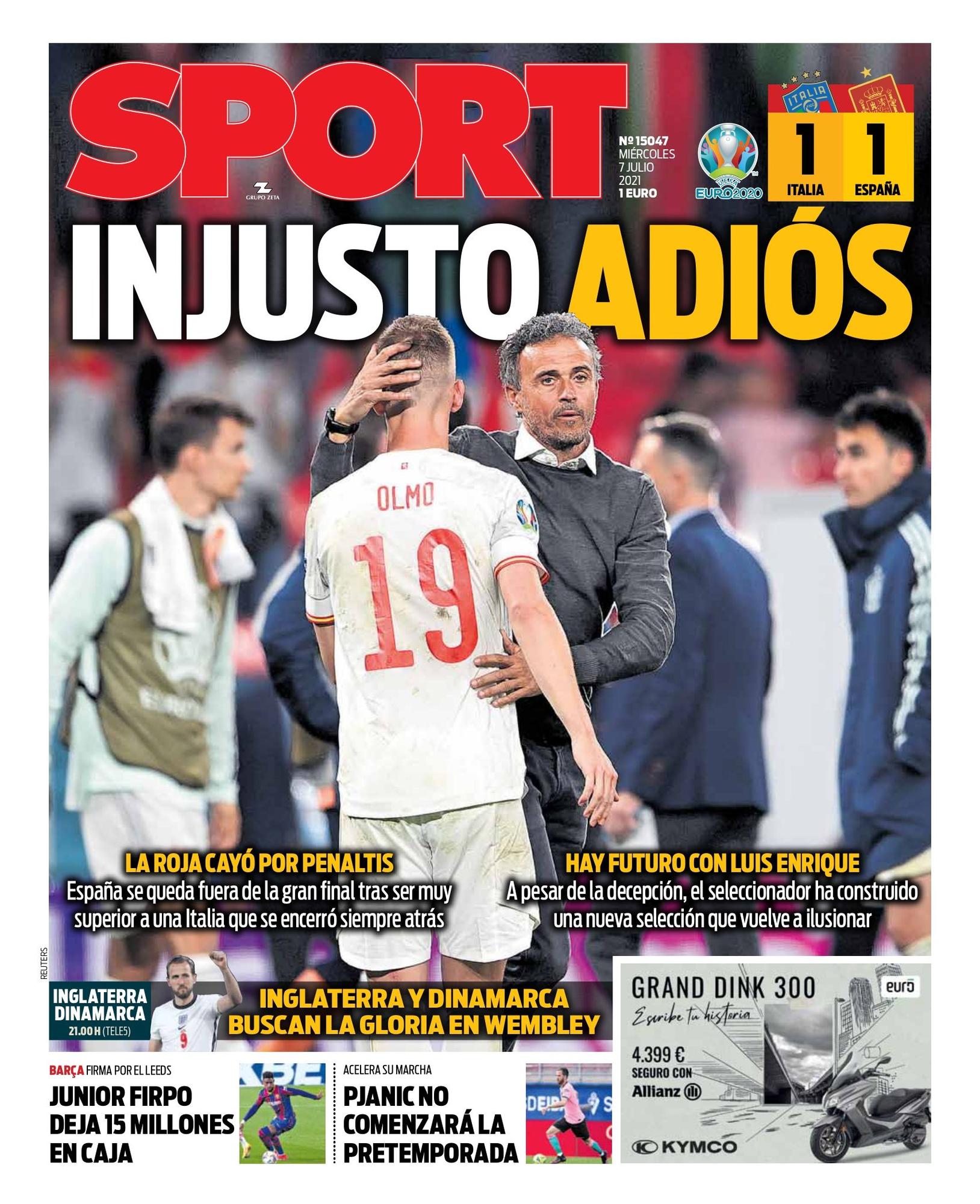 Esta es la portada de SPORT