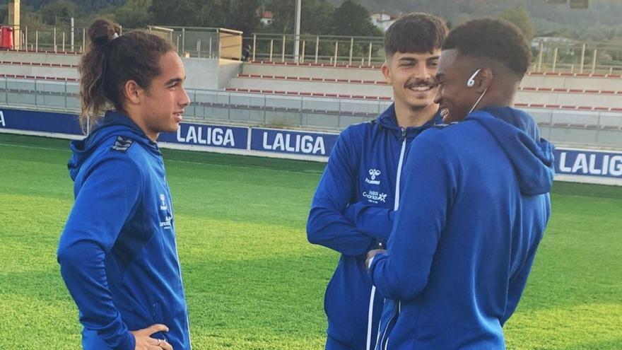 Jesús Belza, Alassan y Teto, antes del partido del sábado en Lezama. | | CD TENERIFE