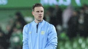 Ter Stegen, dijous, abans del partit de Copa contra el Racing. | EUROPA PRESS