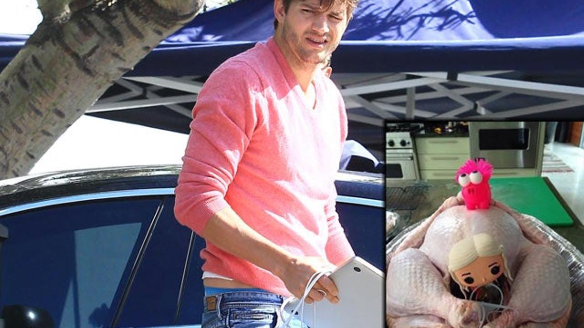 Ashton Kutcher y su pavo de Acción de Gracias