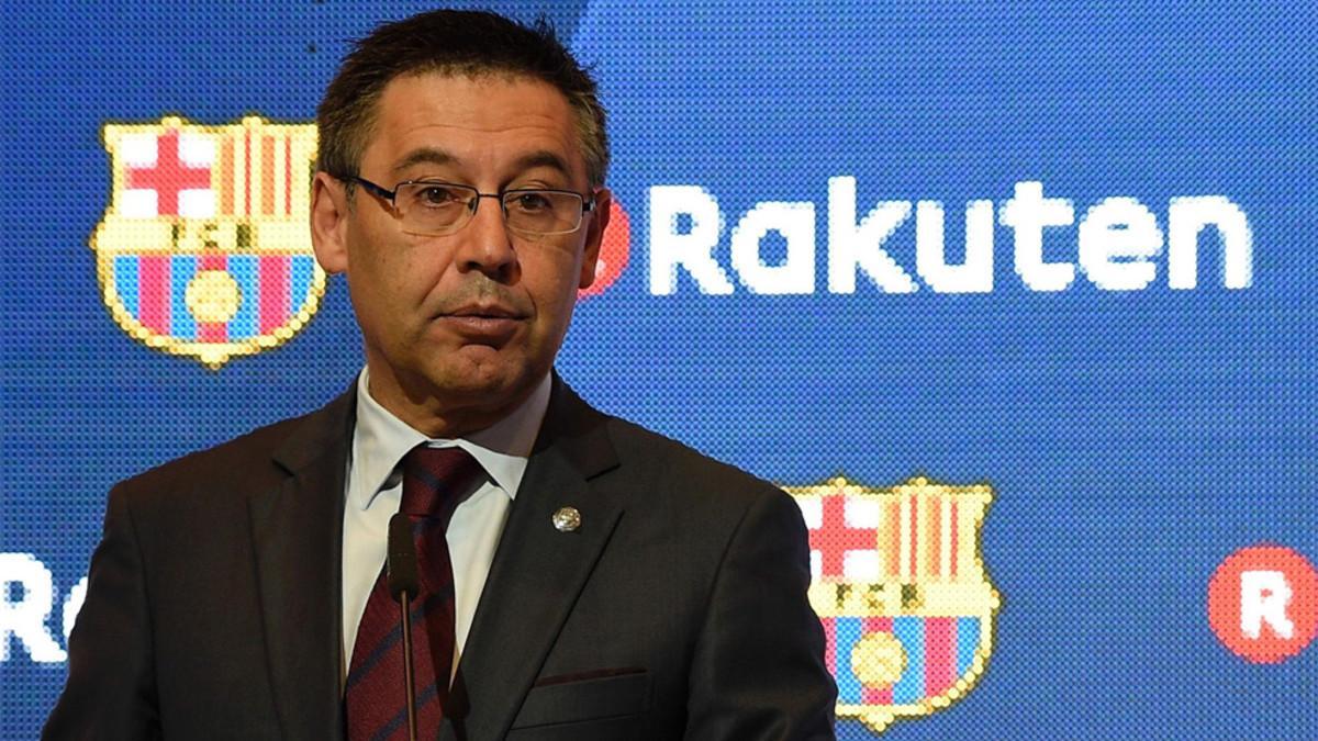 Josep Maria Bartomeu, presidente del FC Barcelona, en una imagen del día que presentó el nuevo patrocinador de la camiseta del primer equipo
