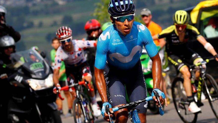 El ciclista colombiano Nairo Quintana, del equipo Movistar