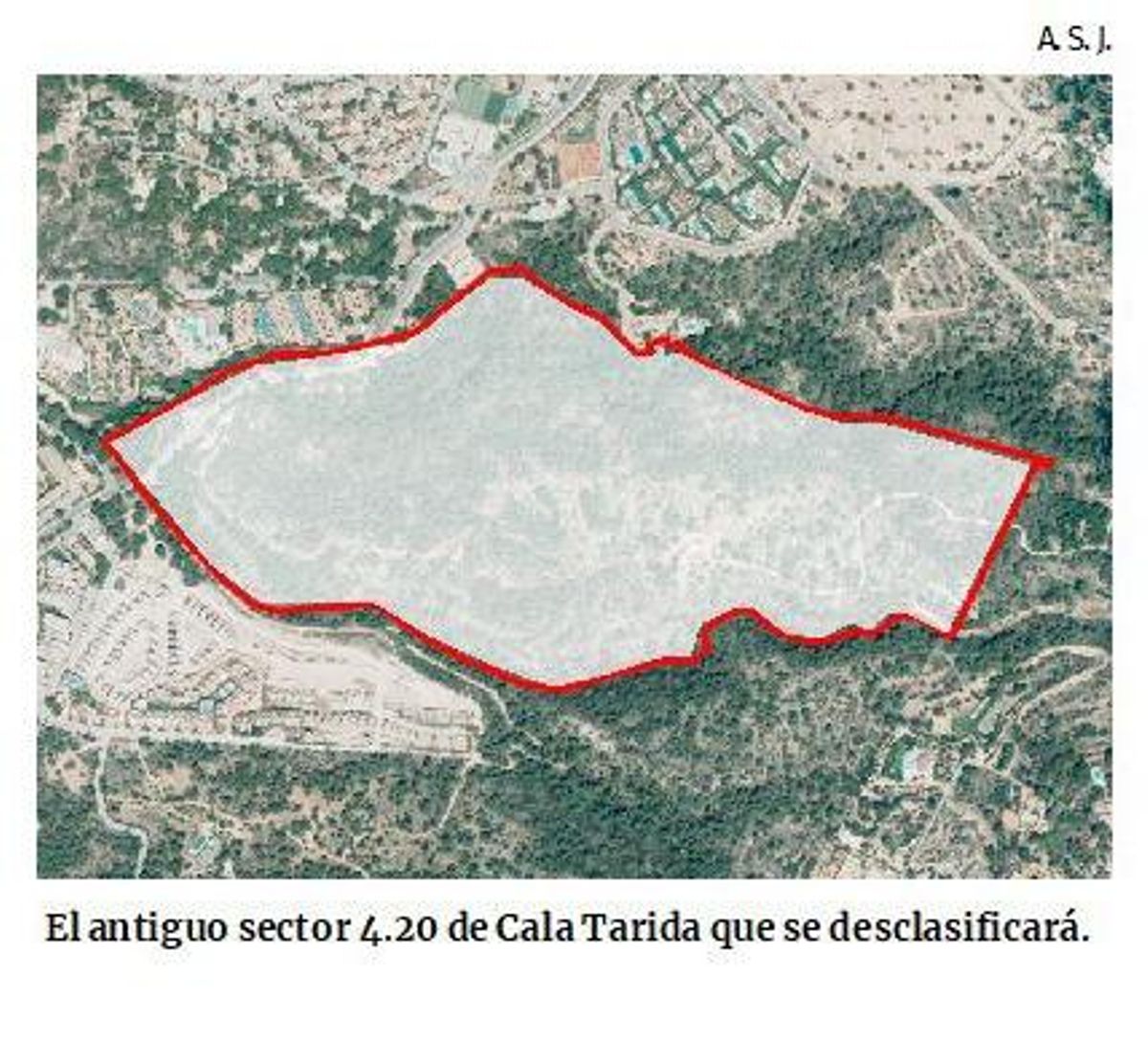 El sector 4.20 Portmany de Cala Tarida que pasará a ser suelo rústico.