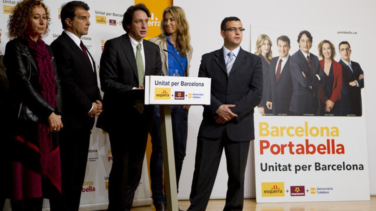 Los máximos representantes de Unitat per Barcelona en la presentación de la candidatura.