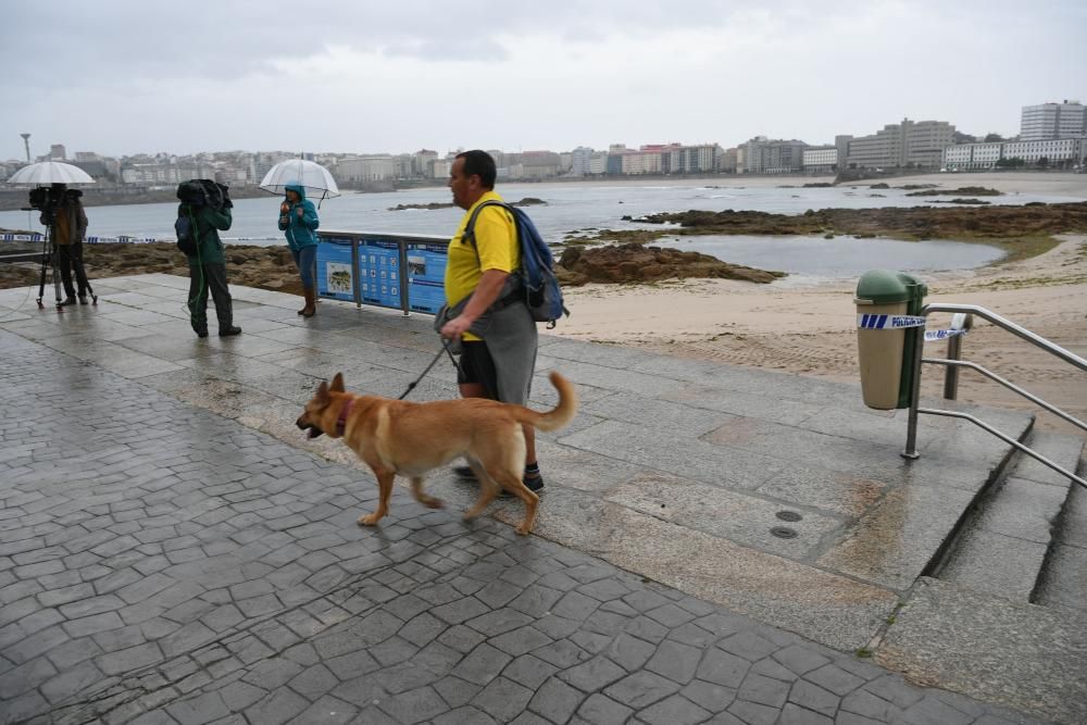 Viento y lluvia en A Coruña por la borrasca Miguel