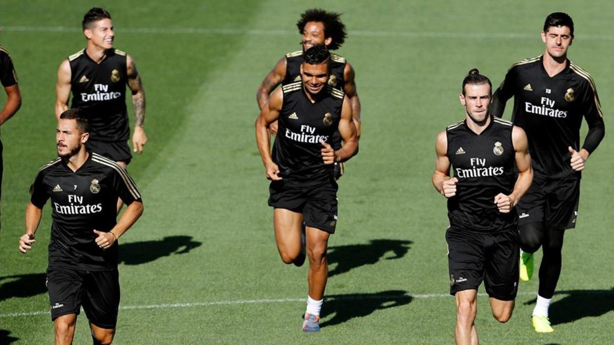 Bale y James, en el último entrenamiento del Real Madrid