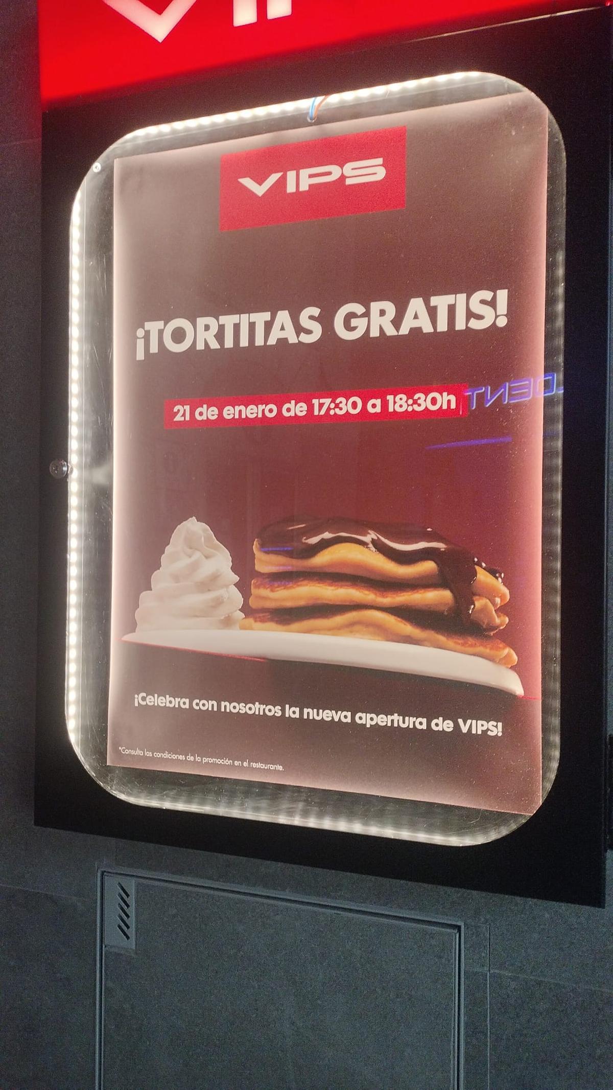 Tortitas gratis entre las 17.30 y las 20.30 horas.