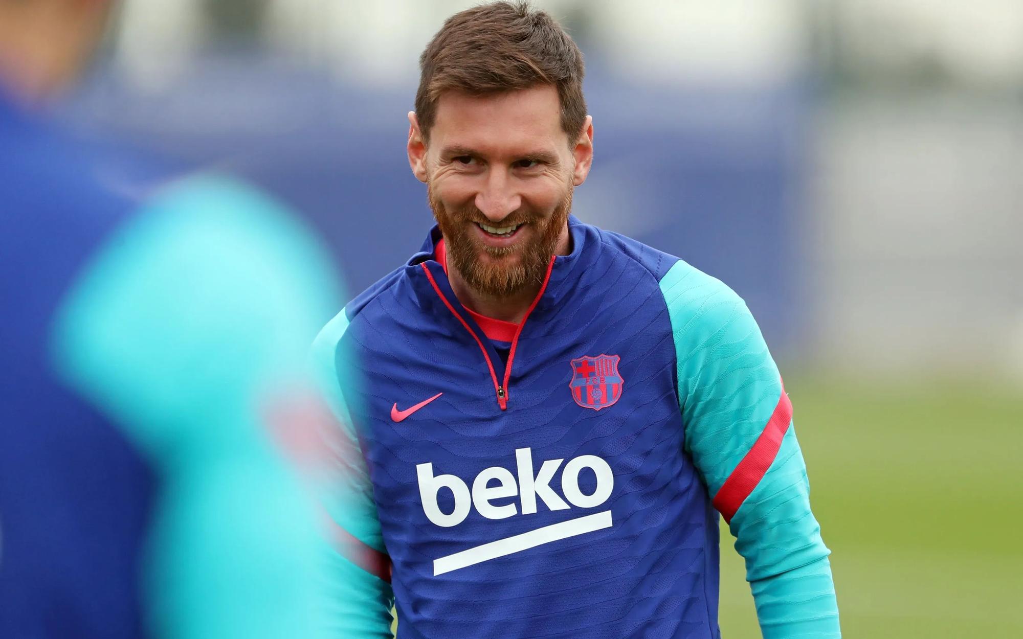 Messi, en el último entrenamiento antes de viajar a Madrid.