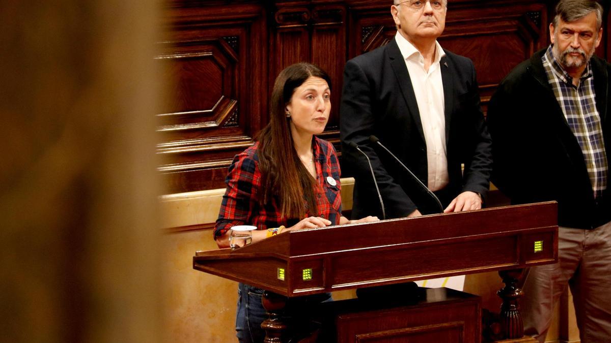 Imma Puigcorbé, representant de Revolta Pagesa, intervenint al ple monogràfic sobre pagesia