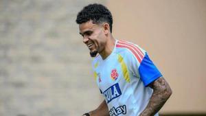 Luis Díaz, entrenando con Colombia