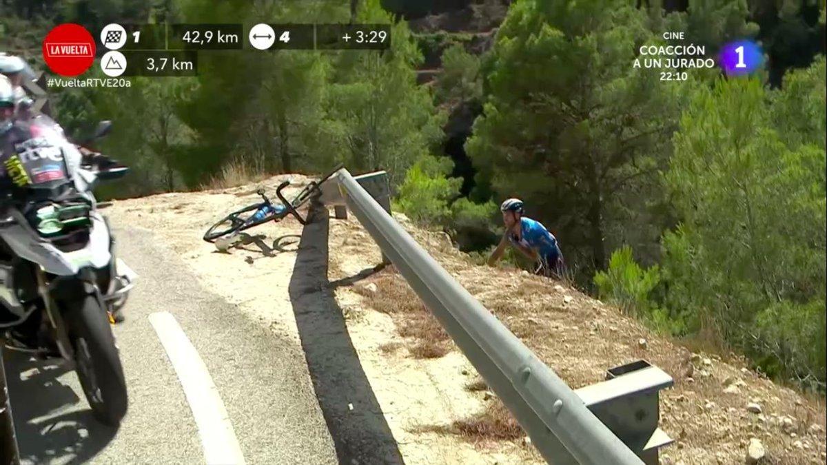 Caiguda i abandonament de tristesa de Valverde a la Vuelta