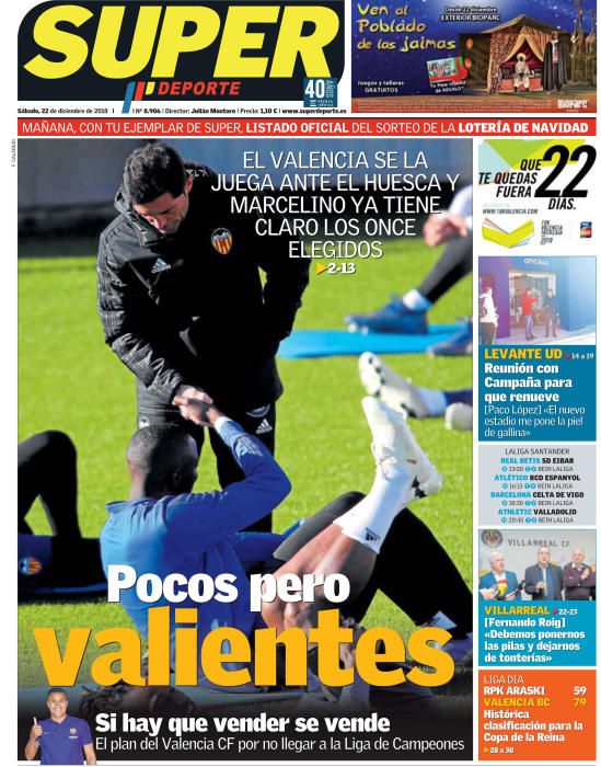 Portada SUPERDEPORTE sábado 22 diciembre 2018