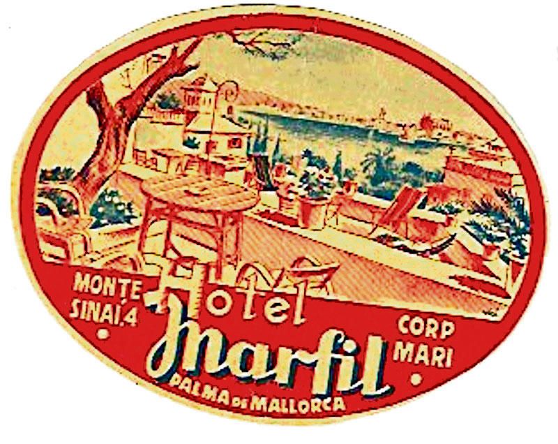 Marfil, Corp Mari, 60er-Jahre: Einer der hübschen Aufkleber des damals berühmten Insel-Grafikers Vila, der Dutzende davon entworfen hat.
