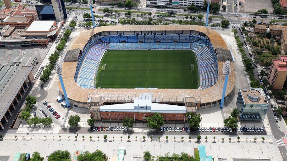 Vista aérea del estadio de La Romareda