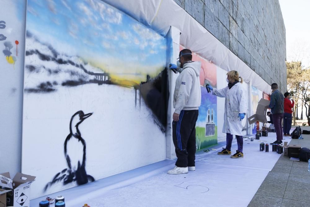 El graffiti de la guardesa, ganador entre los 14 participantes en el festival del Proyecto Ewa.