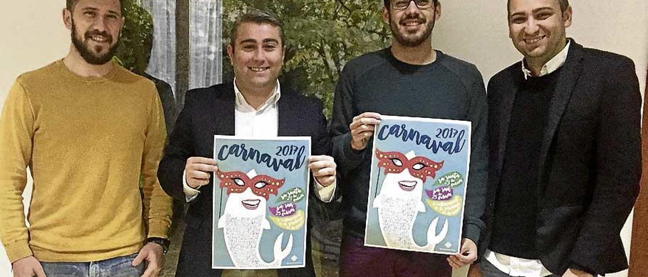 El autor del cartel, Eduard Yuste, segundo por la derecha