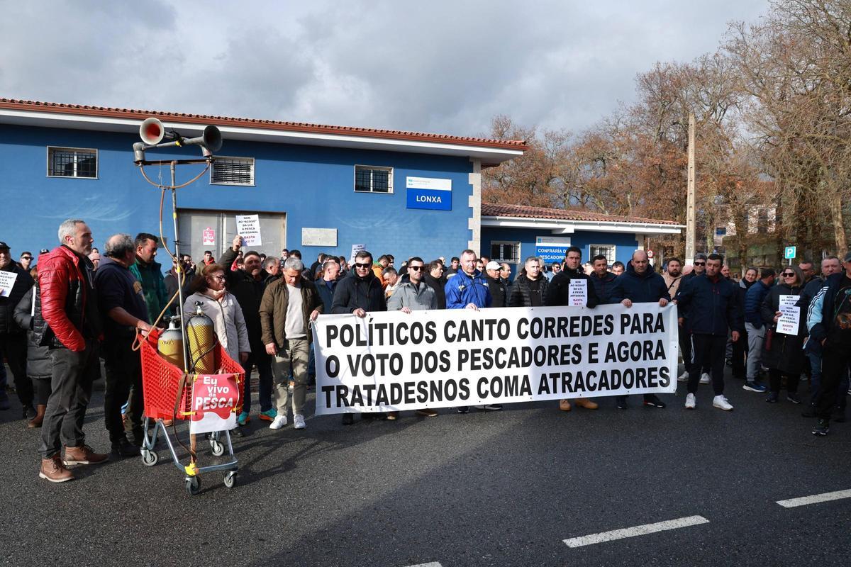 La protesta convocada en Arcade por la Federación Provincial de Confrarías de Pontevedra
