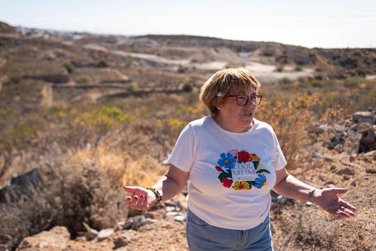 La presidenta de la asociación de vecinos Vechisur, Monte Gómez, con Las Cármenes al fondo